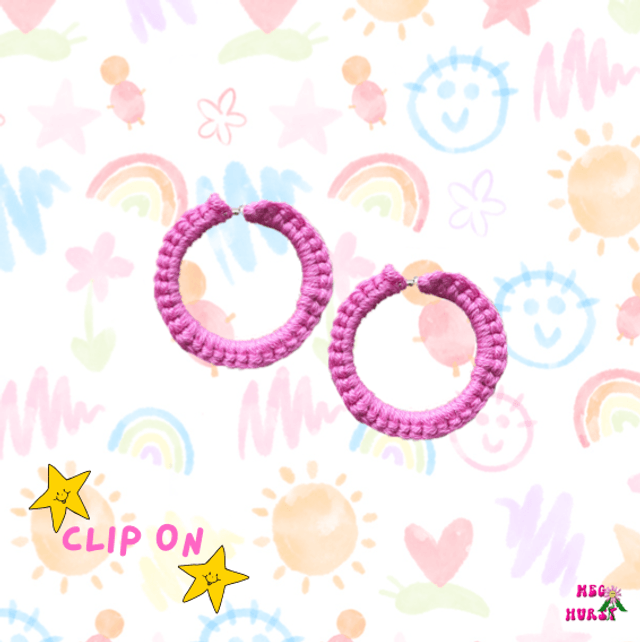 Crochet Hoop Earring (Clip on)