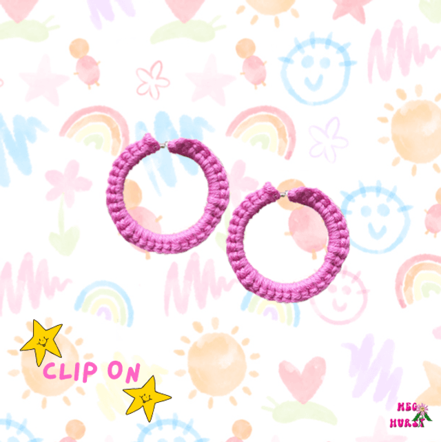 Crochet Hoop Earring (Clip on)